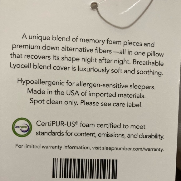 New Never Used Sleep Number White and Gray Pillow - Picture 4 of 5